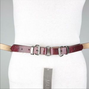 To the MAX WAIST BELT BURGUNDY RED MULTI BUCKLE PUNK ROCKER SIZE M medium